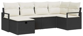 vidaXL Σετ Καναπέ Κήπου 6 pcs Μαύρο και κρεμ 232 x 122 x 85 εκ.