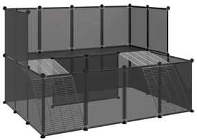 vidaXL Κλουβί Μικρών Ζώων Μαύρο 143x107x93 εκ. Πολυπροπυλένιο &amp; Ατσάλι