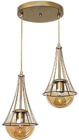 Φωτιστικό Οροφής Chavi 0124516 40x40x80cm 2xE27 60W Gold Megapap Metal