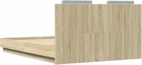 vidaXL Πλαίσιο Κρεβατιού με Κεφαλάρι Sonoma Δρυς 140x190εκ. Επεξ. Ξύλο