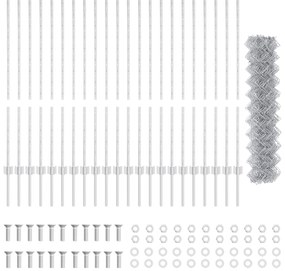 vidaXL Φράκτης Αλυσίδας με 44 U Posts Ασημί 1.2μ x 25μ Ατσάλι
