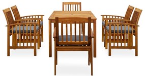 vidaXL Σετ Τραπεζαρίας Κήπου 7 τεμ. Μασίφ Ξύλο Ακακίας με Μαξιλάρια