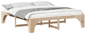 vidaXL Κρεβάτι δαπέδου Καφέ 200 x 200 cm Μασίφ ξύλο πεύκου