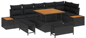 Σετ Καναπέ Κήπου 9 pcs Μαύρο συνθετικό ρατάν