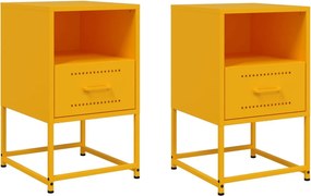 vidaXL Κομοδίνα 2 τεμ. Μουσταρδί 36x39x60,5 εκ. από Χάλυβα
