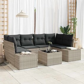 vidaXL Σετ Καναπέ Κήπου με μαξιλάρι 7 pcs Ανοιχτό γκρι 55 x 55 x 37 εκ