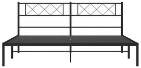 vidaXL Πλαίσιο Κρεβατιού με Κεφαλάρι Μαύρο 200 x 200 εκ. Μεταλλικό
