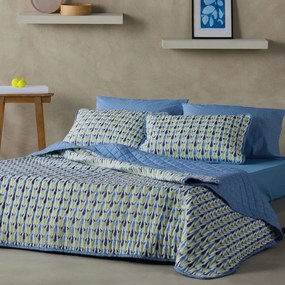 Κουβερλί Jax Blue-Lime-Ecru Kentia Single 160x230cm Microfiber-Polyester