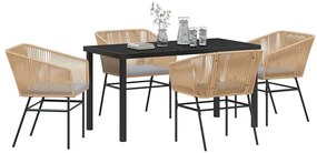 vidaXL Σέτ φαγητού για κήπο 5 pcs Καφέ Πολυ ράταν