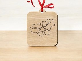 Σετ των 3 Intra απο ξύλο plywood 3mm-4mm πάχος – Χριστουγεννιάτικο στολίδι με χαραγμένο γκι 25x25 cm INTRAVECTRY-MY545687