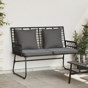 vidaXL Παγκάκι κήπου Μαύρο, Ανθρακί Πολυ rattan, ατσάλι