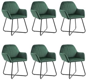 Καρέκλες Τραπεζαρίας 6 τεμ. Πράσινες Βελούδινες - Πράσινο