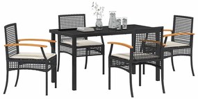 vidaXL Σέτ φαγητού για κήπο 5 pcs Μαύρο συνθετικό ρατάν
