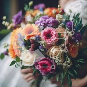 Σετ των 2 Intra Συλλεκτικό Ξύλινο Παζλ Plywood 4mm - Νύφη που κρατά πολύχρωμο μπουκέτο λουλουδιών Σε Ξύλινο Κουτί - Διαστάσεις: 10x10 cm – 25 κομμάτια