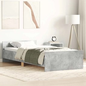 vidaXL Πλαίσιο Κρεβατιού Γκρι Σκυροδέματος 100x200 εκ. Επεξεργ. Ξύλο