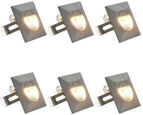 vidaXL Φωτιστικά Τοίχου LED Εξωτερικού Χώρου Τετράγωνα 6 τεμ. Ασημί 5W