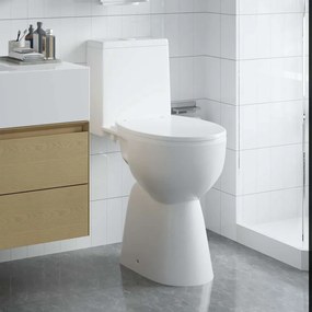 vidaXL Λεκάνη χωρίς χείλος, 7 εκ. επιπλέον ύψος, με αργό κλείσιμο Λευκή Κεραμική