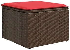 vidaXL Σκαμπό Κήπου με Μαξιλάρι Καφέ 55x55x37 εκ. από Συνθετικό Ρατάν