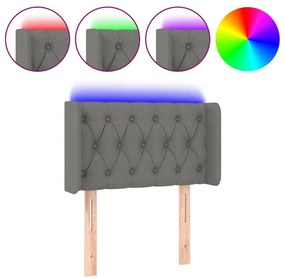 Κεφαλάρι Κρεβατιού LED Σκούρο Γκρι 83x16x78/88 εκ. Υφασμάτινο - Γκρι