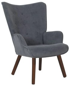WOODWELL Ε7141,70ΚALMA Πολυθρόνα - Μπερζέρα Σαλονιού - Καθιστικού Καρυδί Ύφασμα Γκρι Velure, K/D 69x76x97cm Ε7141,70Κ