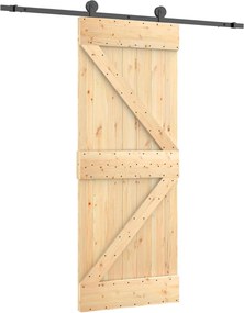 vidaXL Συρόμενη Πόρτα Φυσικό και Μαύρο 70 x 210 cm