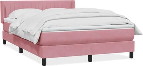 vidaXL Box Spring κρεβάτι με στρώμα ροζ 140x220 cm Βελούδινο