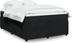 vidaXL Κρεβάτι Boxspring με Στρώμα Μαύρο 160x200 εκ. Βελούδινο