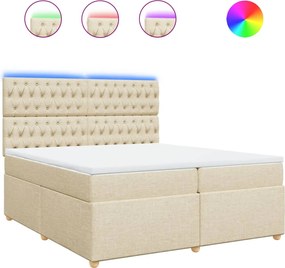 vidaXL Κρεβάτι Boxspring με Στρώμα Κρεμ 200x200 εκ. Υφασμάτινο