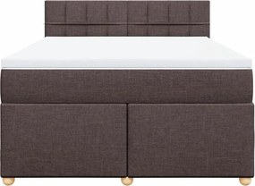vidaXL Κρεβάτι Boxspring με Στρώμα Σκούρο Καφέ 140x200 εκ Υφασμάτινο