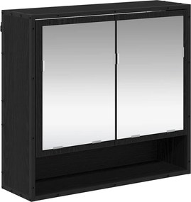 vidaXL Σετ Επίπλων Μπάνιου με ράφι 2 pcs Μαύρη Οξυά Επεξεργασμένο ξύλο