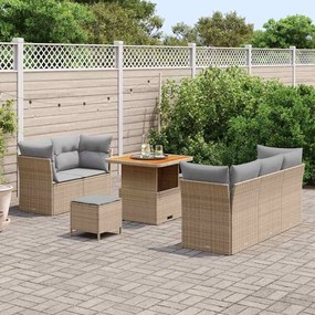 vidaXL Σετ Καναπέ Κήπου Ρυθμιζόμενο ύψος 8 pcs Μπεζ συνθετικό ρατάν