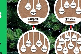 Σετ των 3 Intra απο ξύλο plywood 3mm-4mm πάχος Χριστουγεννιάτικα στολίδια Οικογενειακά λέιζερ Δίασταση 8x8 cm INTRAFABR-20094989