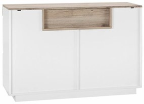 Σιφονιέρα Berwyn 779, Ανοιχτό χρώμα ξύλου, Άσπρο, Με συρτάρια και ντουλάπια, 75x110x40cm, 45 kg | Epipla1.gr