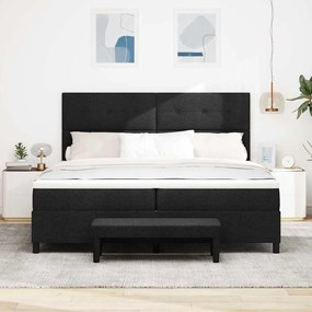 vidaXL Κρεβάτι με ελατήρια με στρώμα Μαύρο 200 x 200 cm ύφασμα