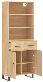 vidaXL Ντουλάπι Sonoma δρυς 69,5 x 34 x 180 εκ. από Επεξεργασμένο Ξύλο