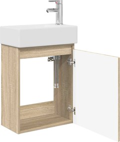 vidaXL Μονάδα μπάνιου με βρύση Sonoma Δρυς 45,5 x 22,5 x 84 εκ