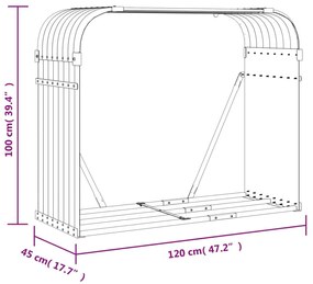 Ξυλοθήκη Ασημί 120x45x100 εκ. από Γαλβανισμένο Ατσάλι - Ασήμι