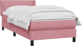 vidaXL Box Spring κρεβάτι με στρώμα ροζ 90x210 εκ. Βελούδινο