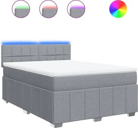 vidaXL Κρεβάτι Boxspring με Στρώμα Ανοιχτό Γκρι 140x190 εκ. Υφασμάτινο