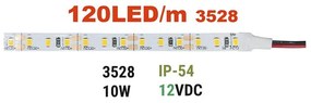 Adeleq Ταινία Led 5 Μέτρα 12Vdc 10W Και 120Led Ανά Μέτρο Ψυχρό Ip54 30-352100