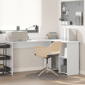 vidaXL Γραφείο με ράφι Λευκό 142 x 102 x 73 εκ Επεξεργασμένο ξύλο