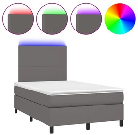 ΚΡΕΒΑΤΙ BOXSPRING ΜΕ ΣΤΡΩΜΑ &amp; LED ΓΚΡΙ 120X190 ΕΚ. ΣΥΝΘ. ΔΕΡΜΑ 3270285