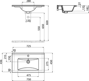 Creavit SU075 - Νιπτήρας Επίπλου / Κρεμαστός 75x45