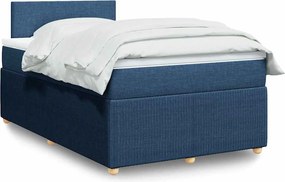 vidaXL Κρεβάτι Boxspring με Στρώμα Μπλε 120x190 εκ. Υφασμάτινο