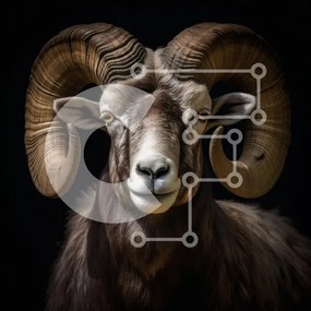 Intra Συλλεκτικό Ξύλινο Παζλ Plywood  4mm - Όμορφη εικόνα ενός καφέ κριού με σγουρά κέρατα Σε Ξύλινο Κουτί - Διαστάσεις: 10x10 cm – 25 κομμάτια