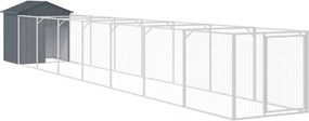 vidaXL Σπιτάκι Σκύλου με Οροφή Ανθρακί 117x813x123 εκ. Γαλβαν. Χάλυβας