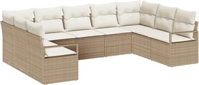 vidaXL Σετ Καναπέ Κήπου 9 pcs Μπεζ και Λευκό συνθετικό ρατάν