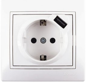 Lezard Πρίζα Σούκο + USB (σε αναμονή) Λευκό Mira (Πλήρης) 701.0202181B