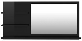 Καθρέφτης Μπάνιου Γυαλιστερό Μαύρο 90x10,5x45 εκ. Μοριοσανίδα - Μαύρο