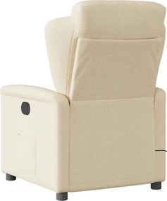 vidaXL Πολυθρόνα Μασάζ Ανακλινόμενη Ηλεκτρική Κρεμ Υφασμάτινη